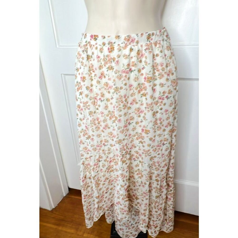 Amy Byer Floral High Low Skirt Cream Size Medium